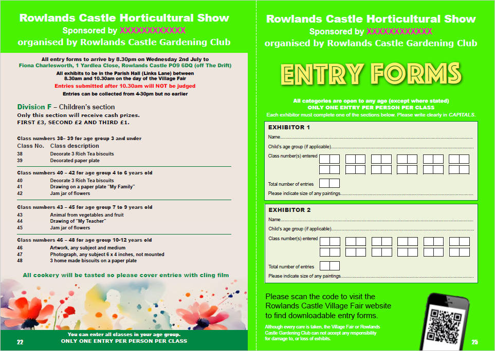 Don’t forget to enter the Horticultural Show by 8.30pm today!
